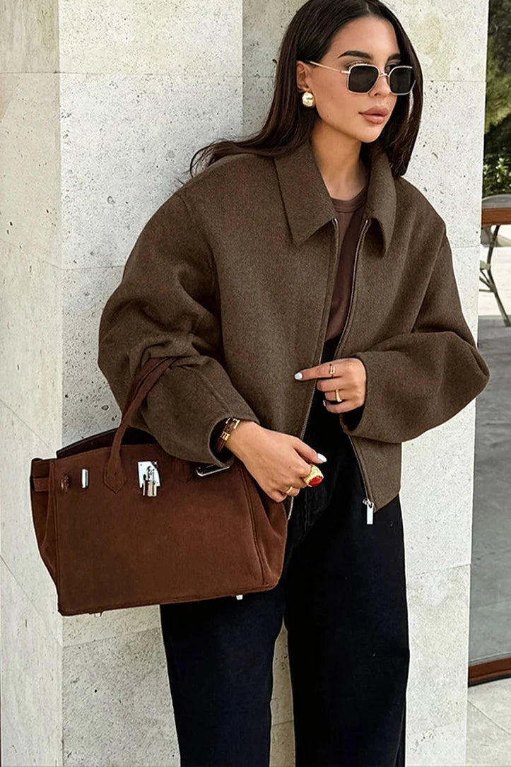 Elisa | Korte Wollen Jas Dames | Trendy Cropped Mantel Voor Herfst & Winter