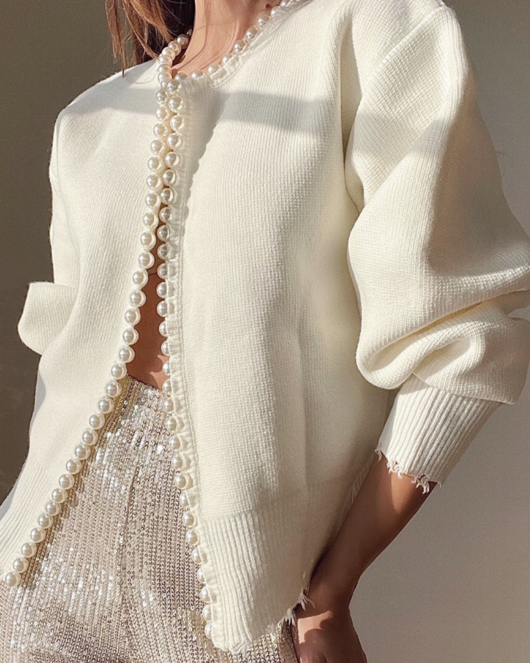 Luki | Dames Vest Met Parel Details | Stijlvol & Tijdloos Gebreid Cardigan