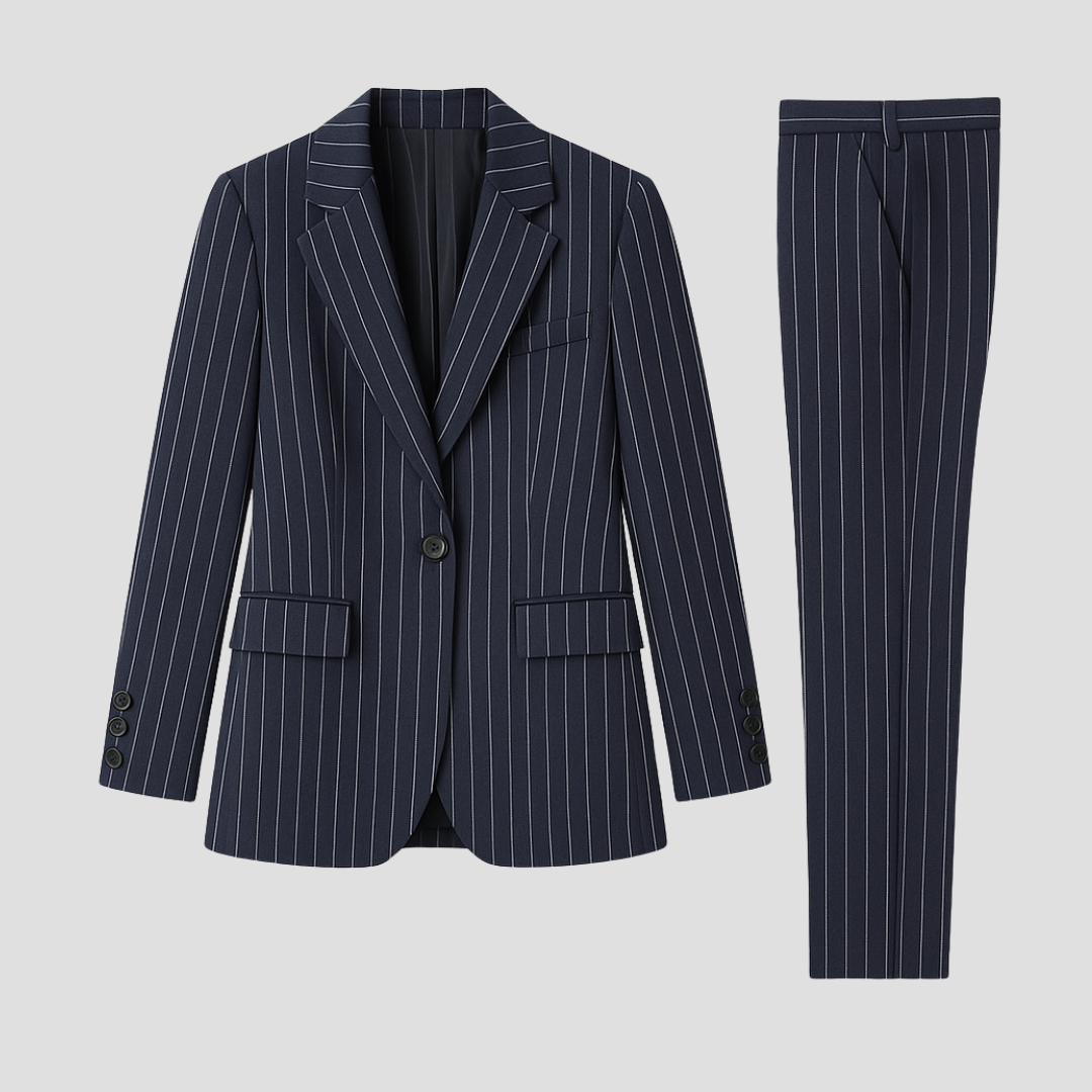 Gestreept Damespak – Tweedelige Set met Blazer en Broek | Stijlvol & Elegant