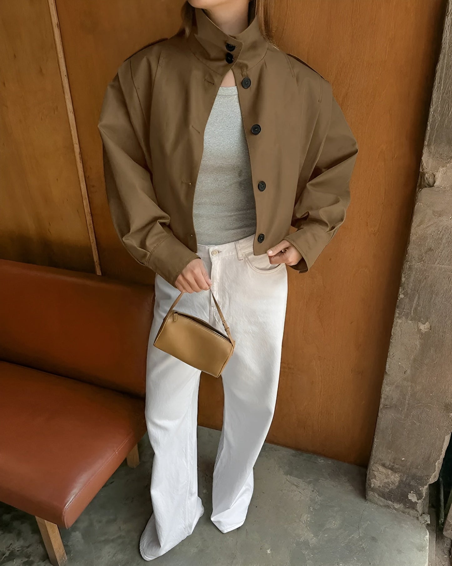 Tussenjas Dames | Hoge Kraag & Knoopsluiting | Perfecte Herfstjas