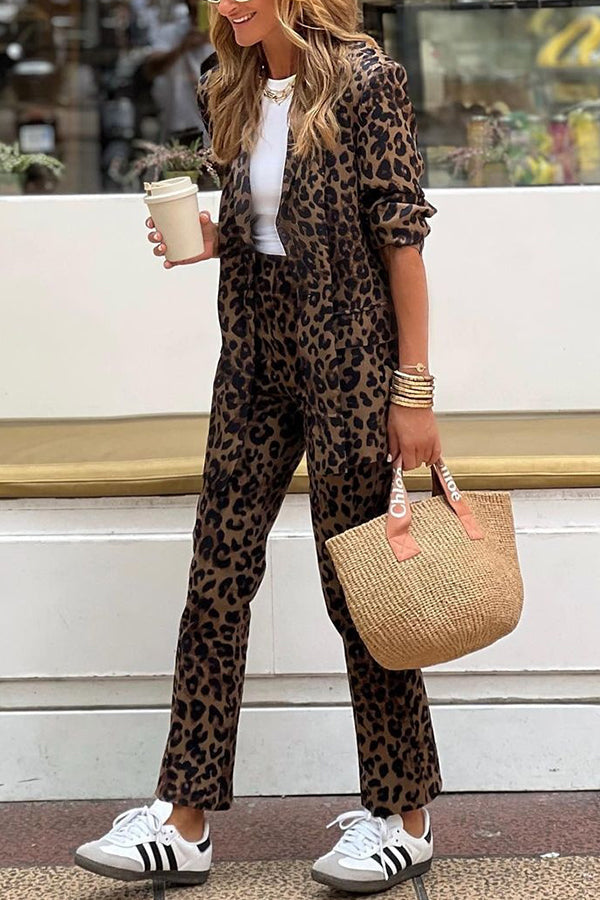 Amari | Tweedelige Leopardprint Set Dames | Blazer & Broek