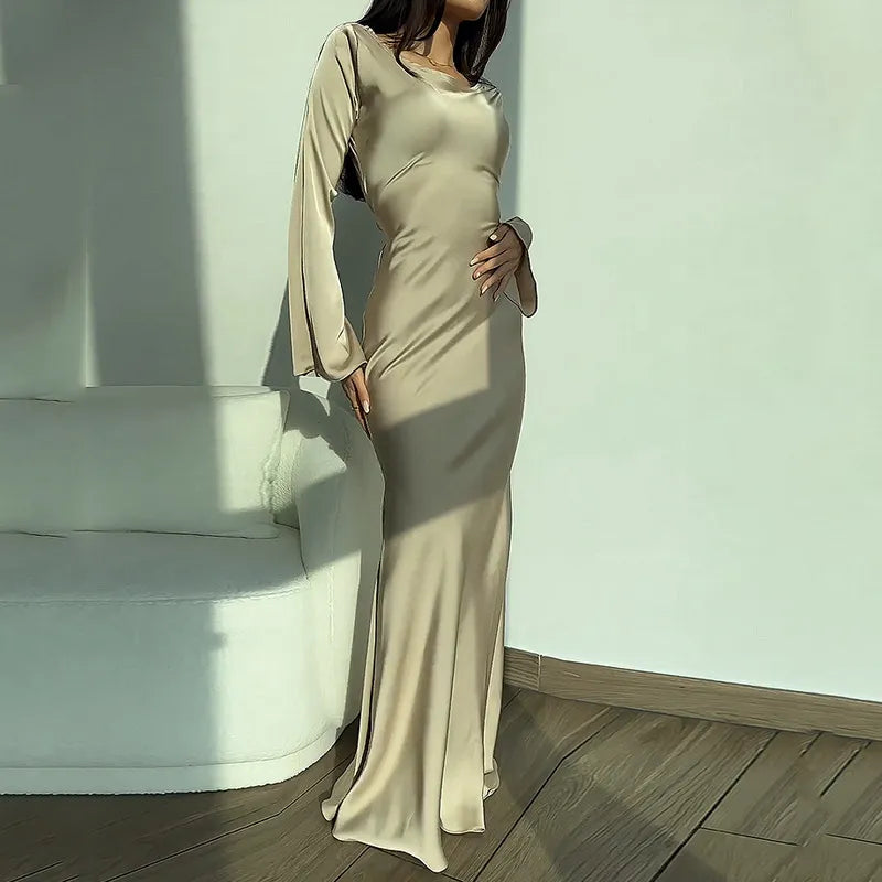 Lara Elegante Satijnen Maxi Jurk | Perfecte Avondjurk Voor De Feestdagen