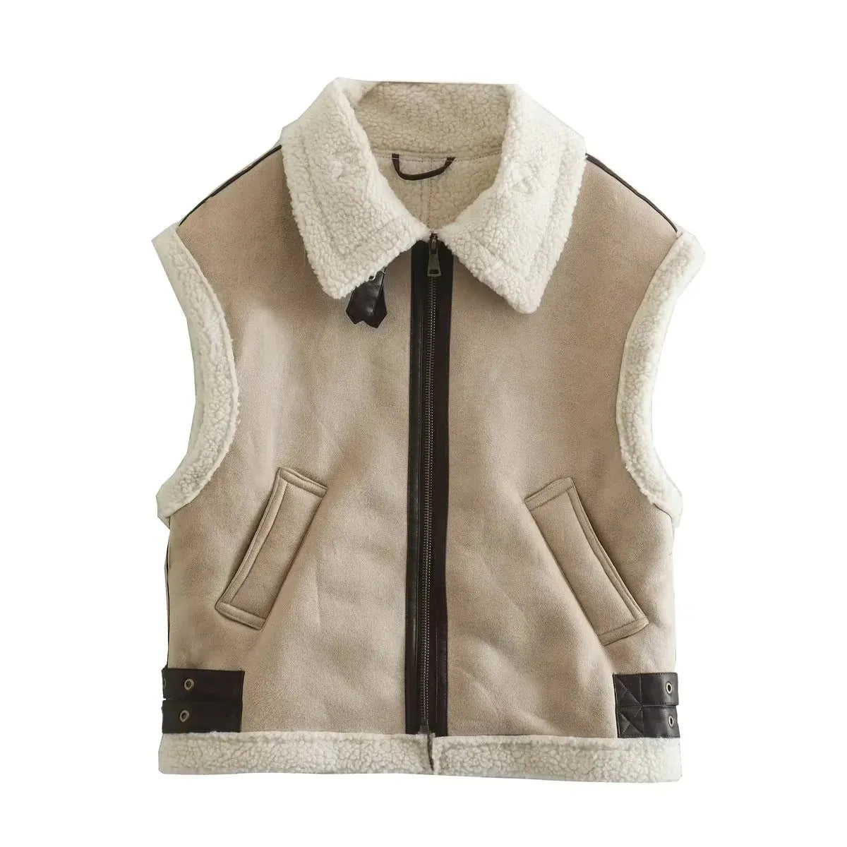 Julia | Teddy Bodywarmer Dames | Warme & Trendy Leer Look Gilet Voor Winter