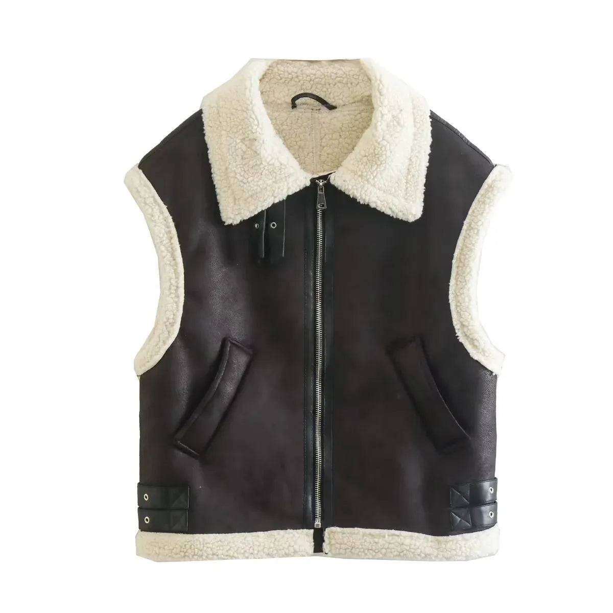 Julia | Teddy Bodywarmer Dames | Warme & Trendy Leer Look Gilet Voor Winter
