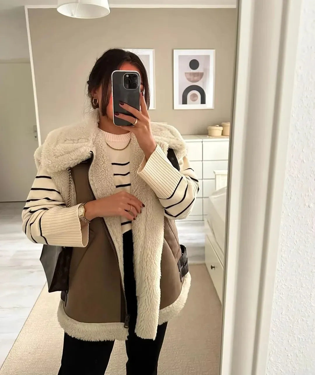 Julia | Teddy Bodywarmer Dames | Warme & Trendy Leer Look Gilet Voor Winter