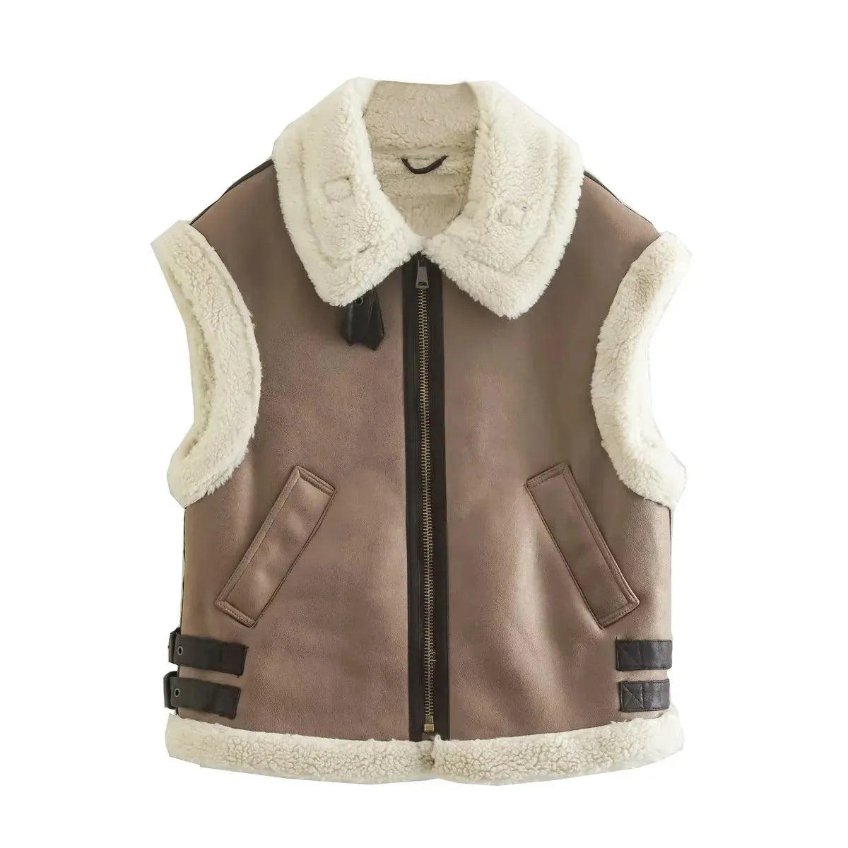 Julia | Teddy Bodywarmer Dames | Warme & Trendy Leer Look Gilet Voor Winter
