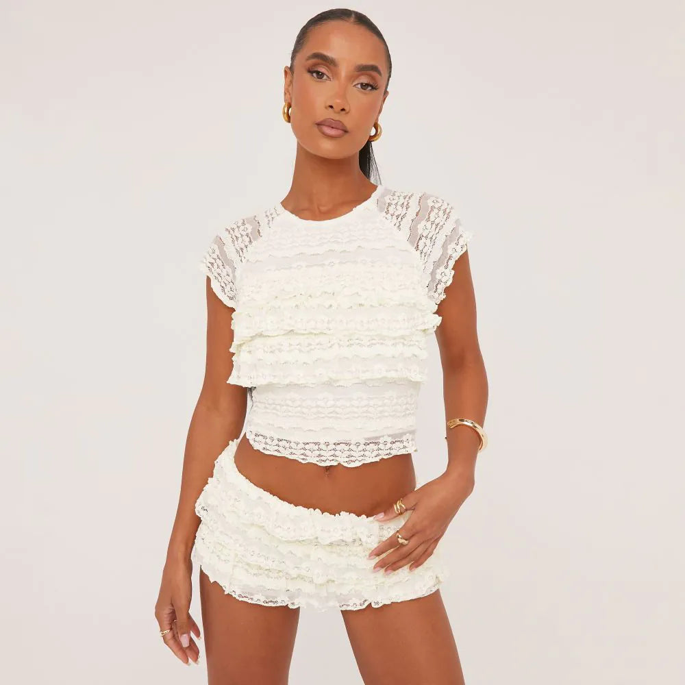 Fleur Lace Set | Chique Kanten Tweedelige Outfit voor Dames