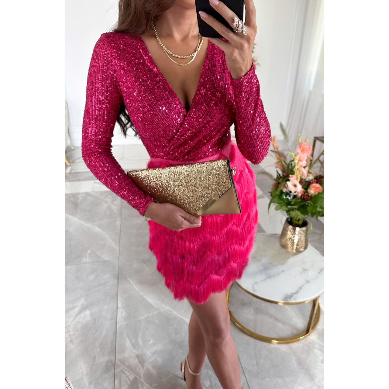 Maribel | Cocktailjurk Dames Pailletten | Stijlvolle Party Dress Met Verenaccent