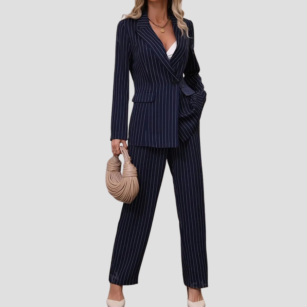 Gestreept Damespak – Tweedelige Set met Blazer en Broek | Stijlvol & Elegant