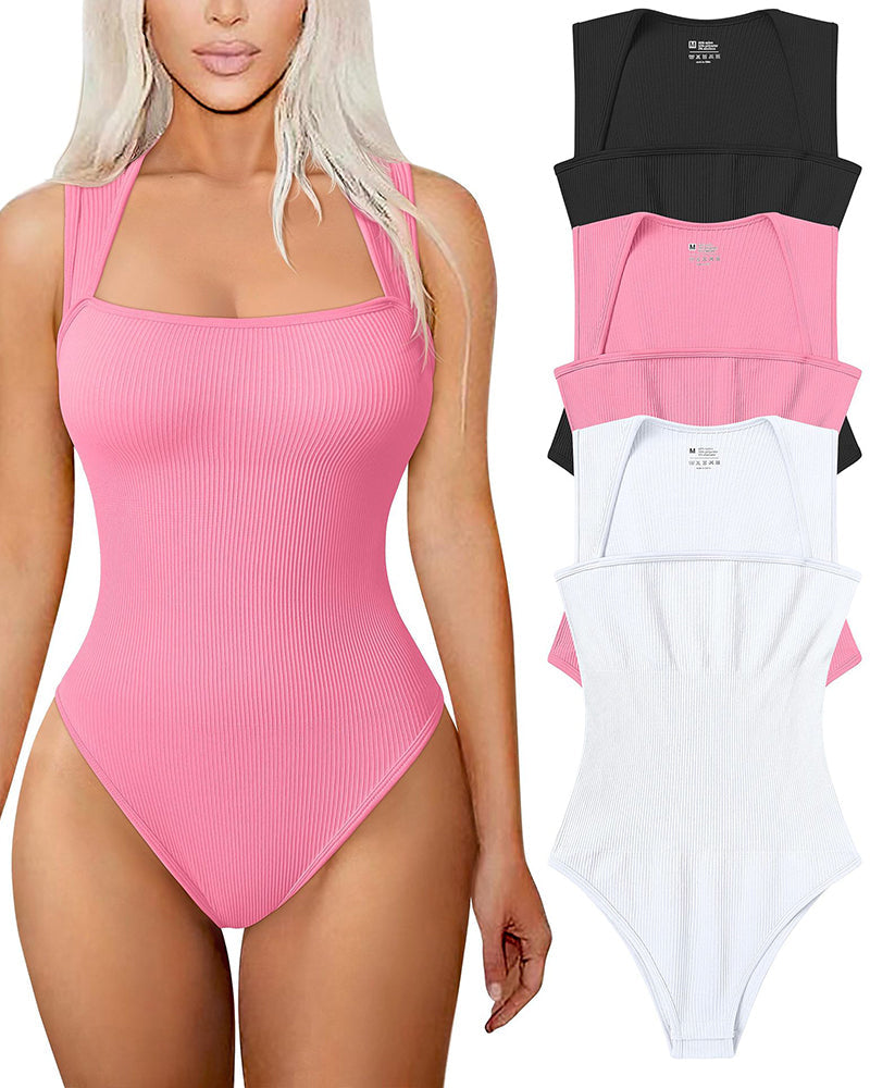 Lara | Strakke Bodysuit Dames | Geribd, Vierkante Hals & Modieus