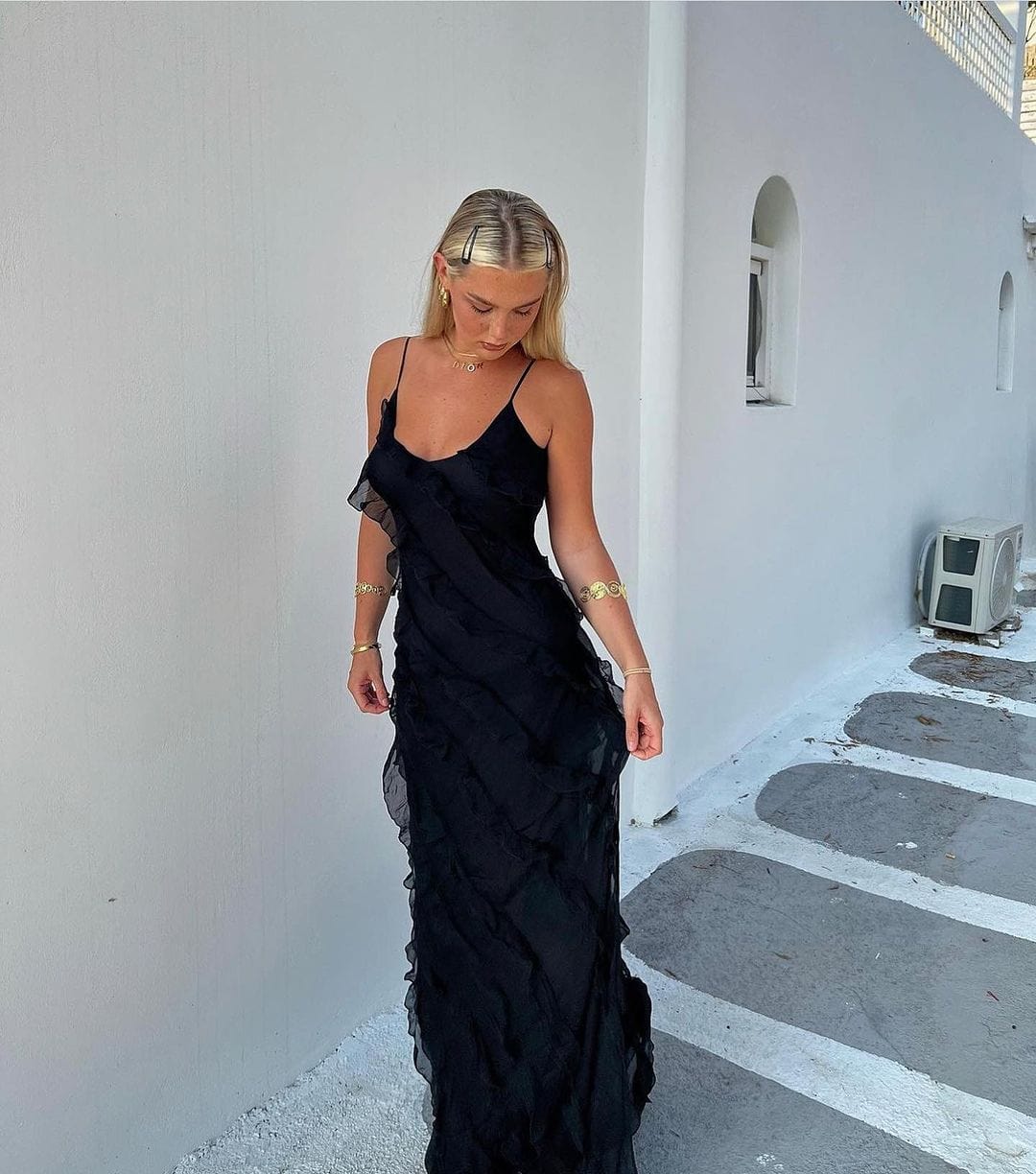 Novi | Elegante Jurk Dames Met Ruches | Trendy & Vrouwelijke Feestjurk