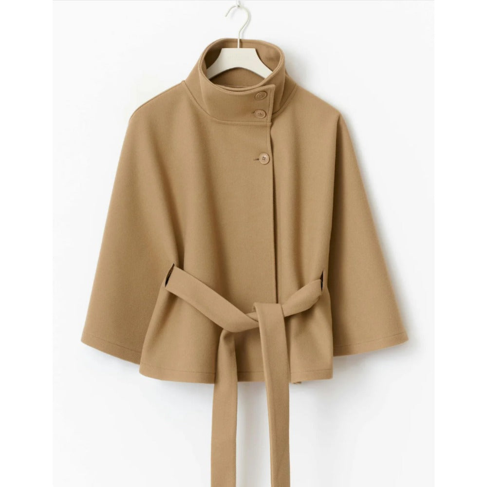 Cape Coat Dames Jas Met Hoge Kraag | Elegante Manteljas Voor Winter