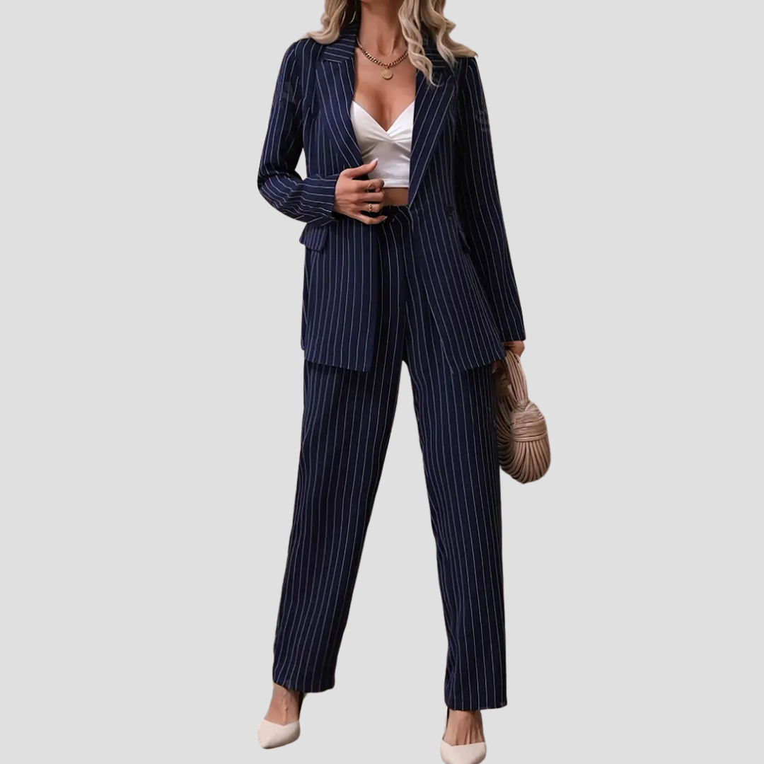 Gestreept Damespak – Tweedelige Set met Blazer en Broek | Stijlvol & Elegant