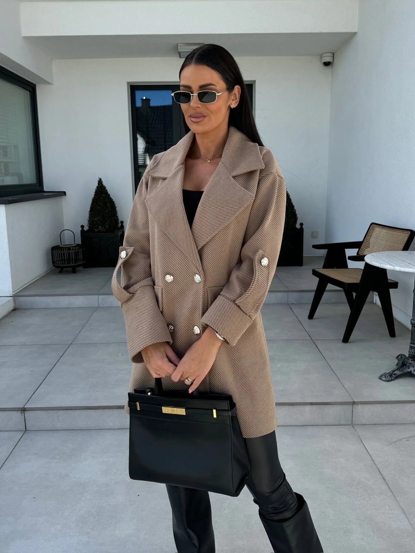 Noa | Dames Oversized Blazerjas | Stijlvolle Lange Blazer Met Dubbele Knoopsluiting