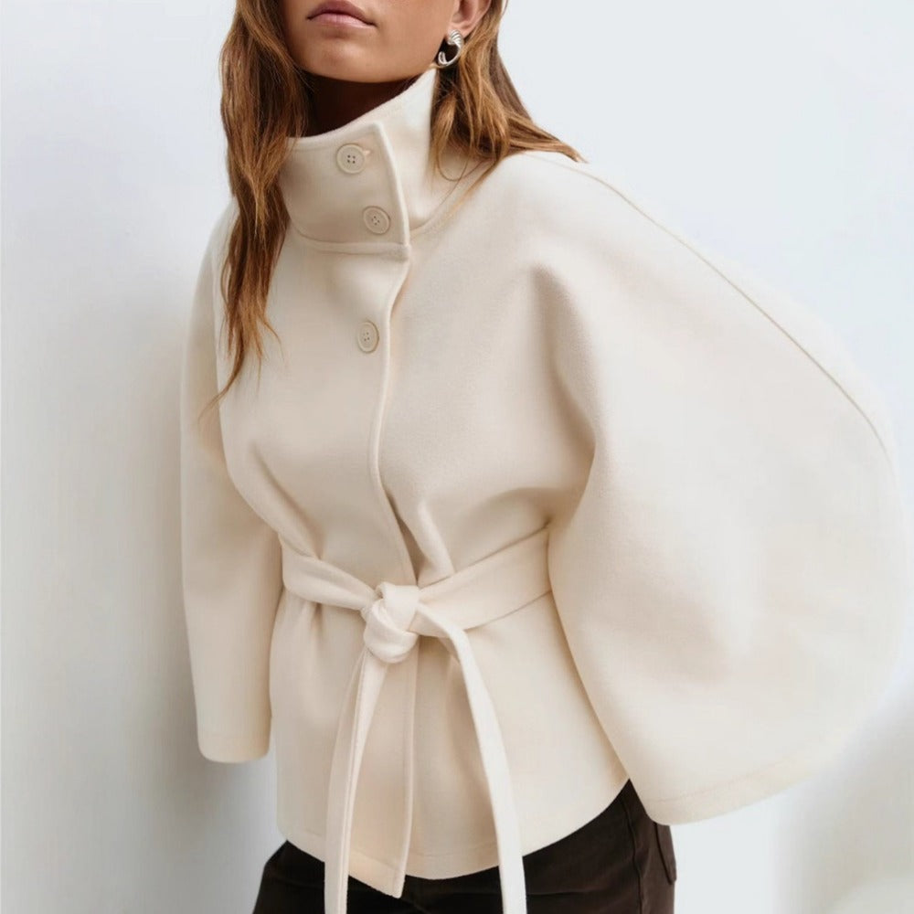 Cape Coat Dames Jas Met Hoge Kraag | Elegante Manteljas Voor Winter
