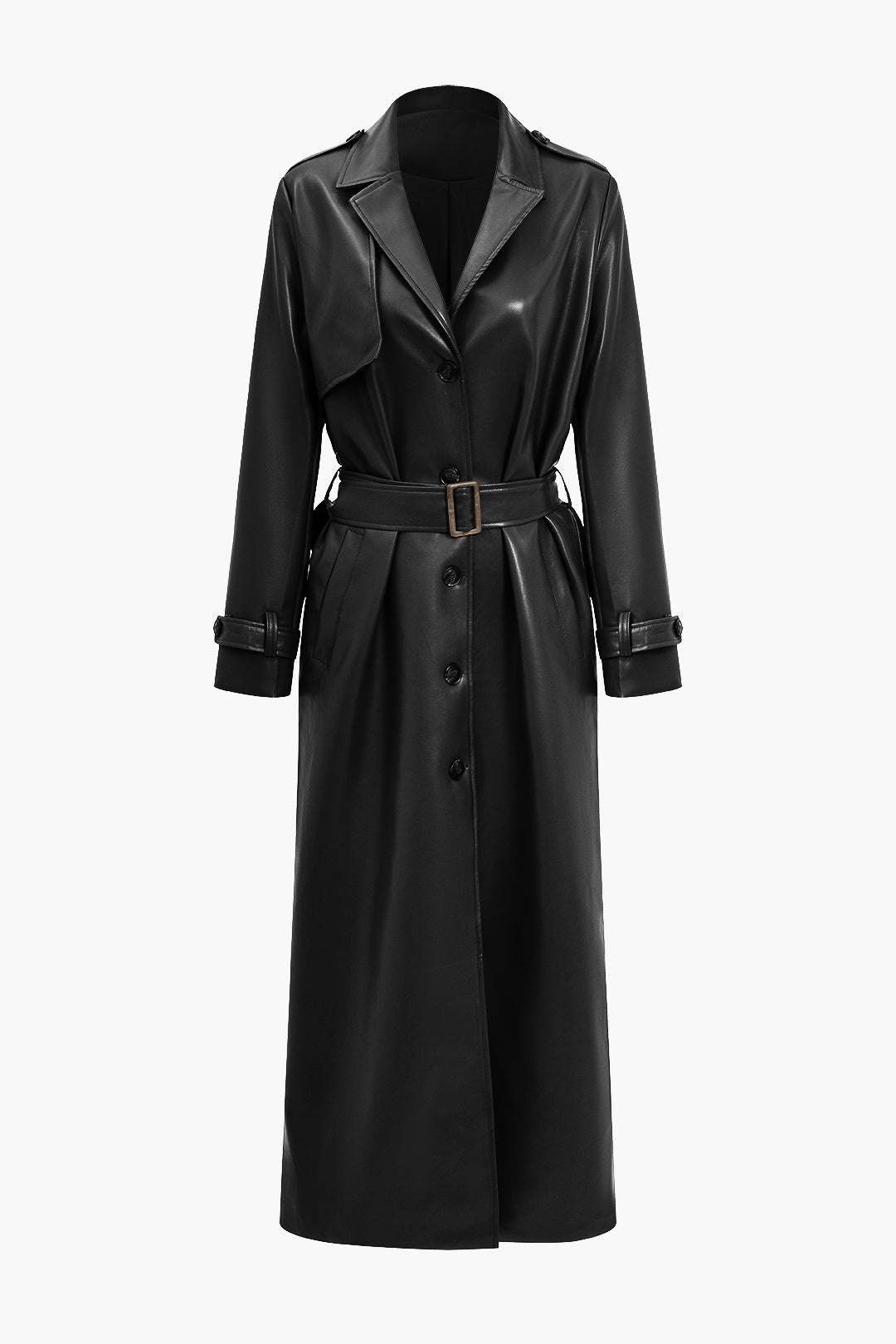 Dames Trenchcoat van Imitatieleer | Stijlvol met Ceintuur in Bordeaux & Zwart