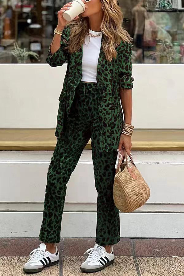 Amari | Tweedelige Leopardprint Set Dames | Blazer & Broek