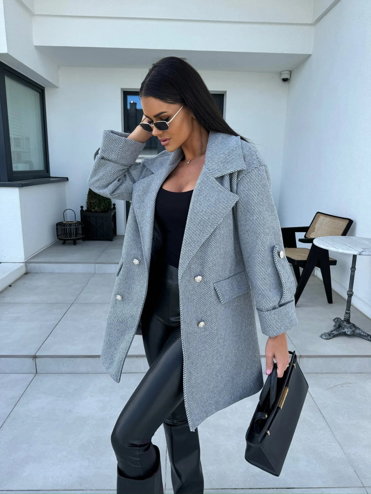 Noa | Dames Oversized Blazerjas | Stijlvolle Lange Blazer Met Dubbele Knoopsluiting