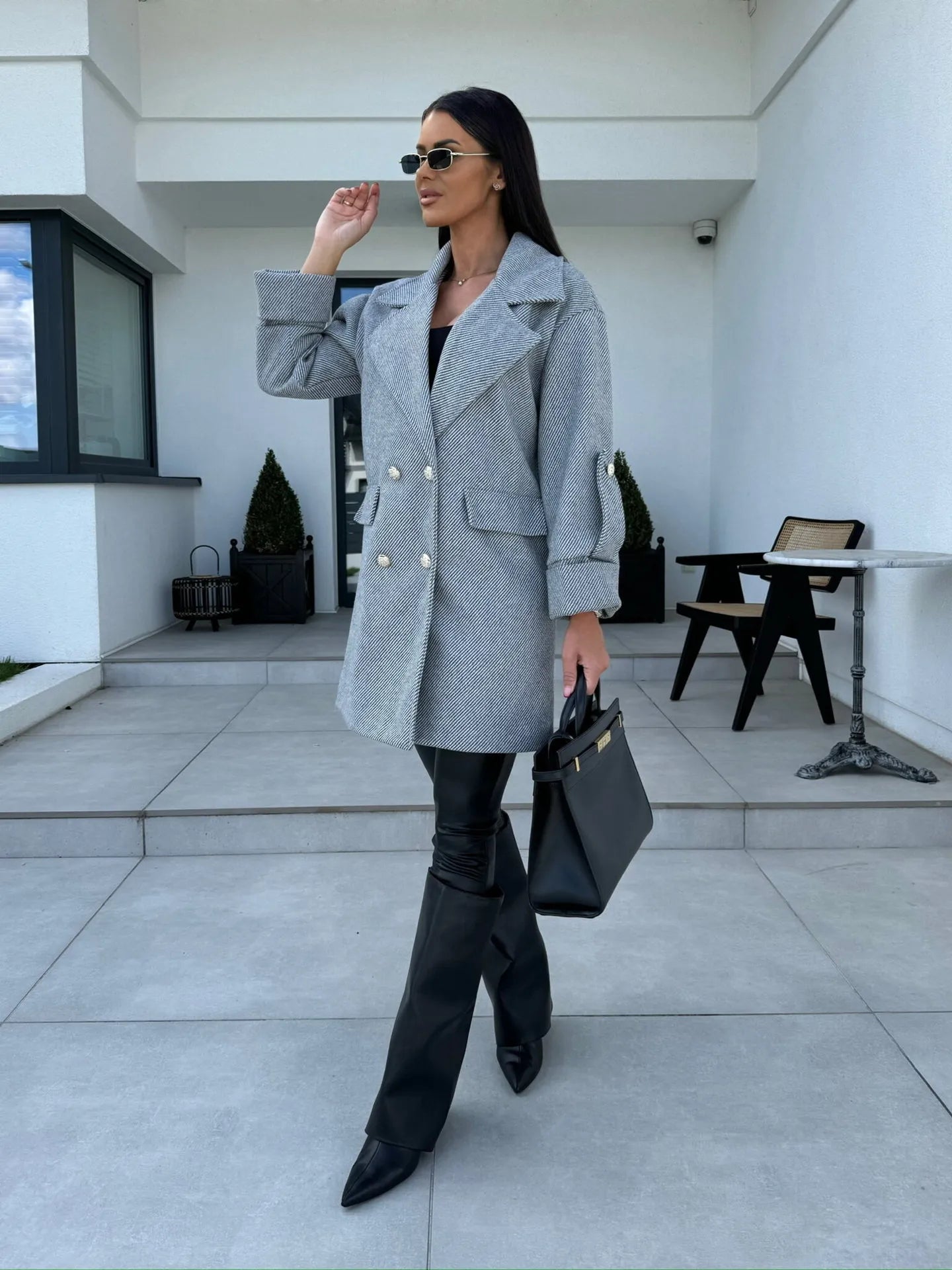 Noa | Dames Oversized Blazerjas | Stijlvolle Lange Blazer Met Dubbele Knoopsluiting