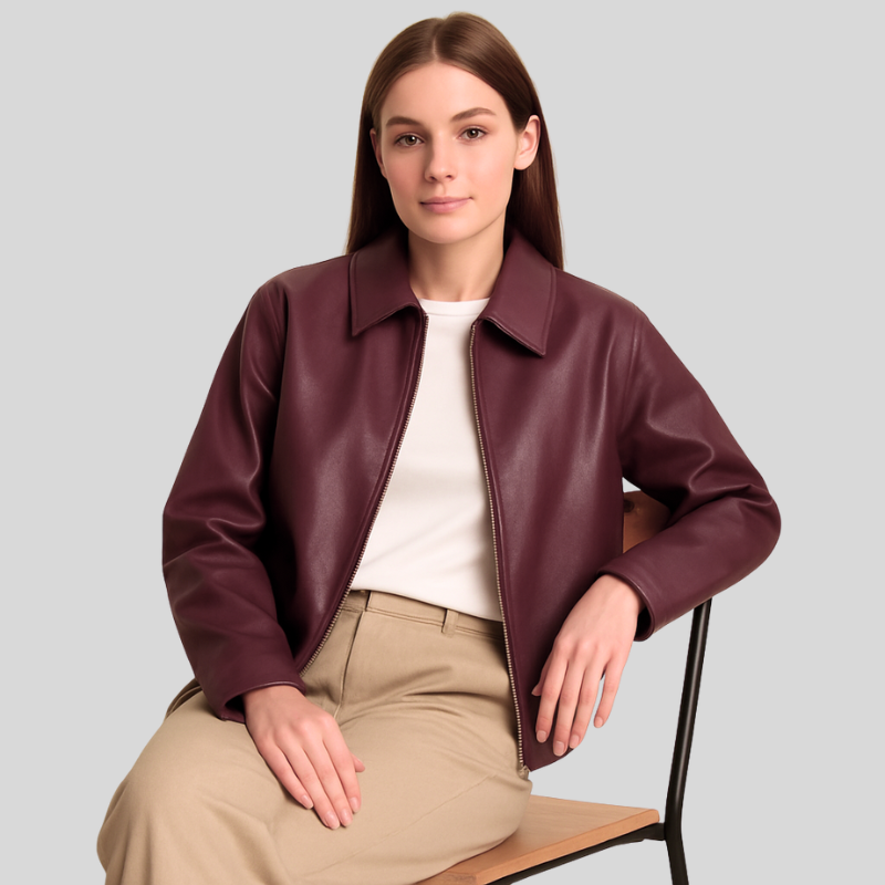 Livia | Leren Dames Jas | Relaxte Pasvorm | Ritssluiting