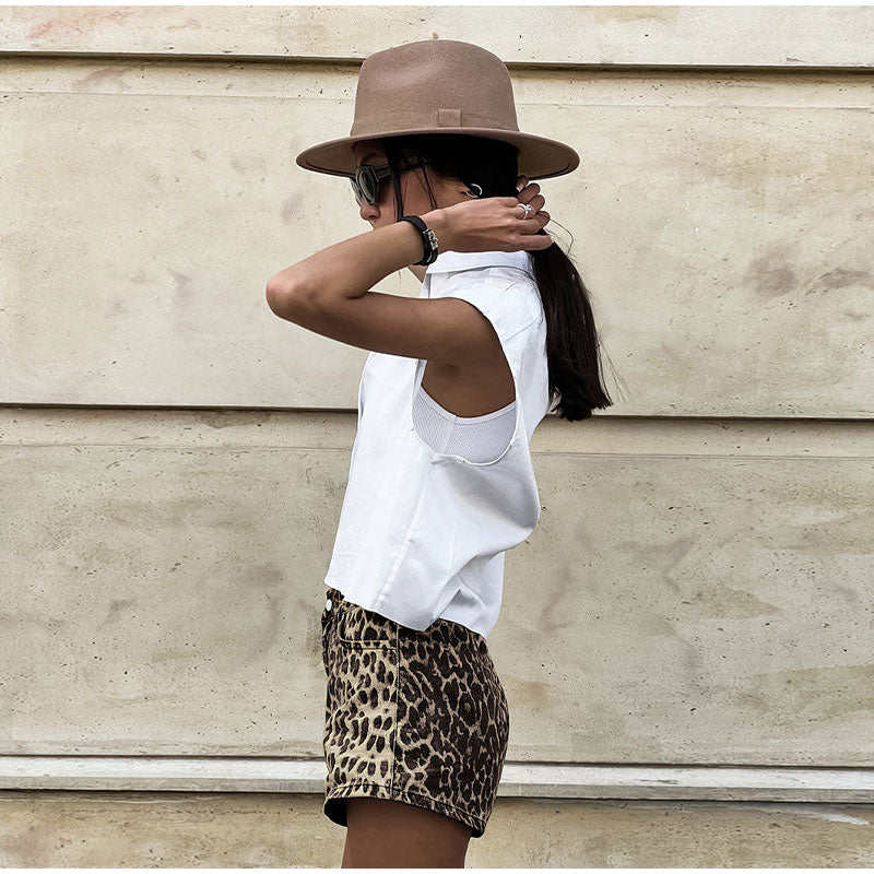 YARA | Korte High-Waist Short | Luipaardprint