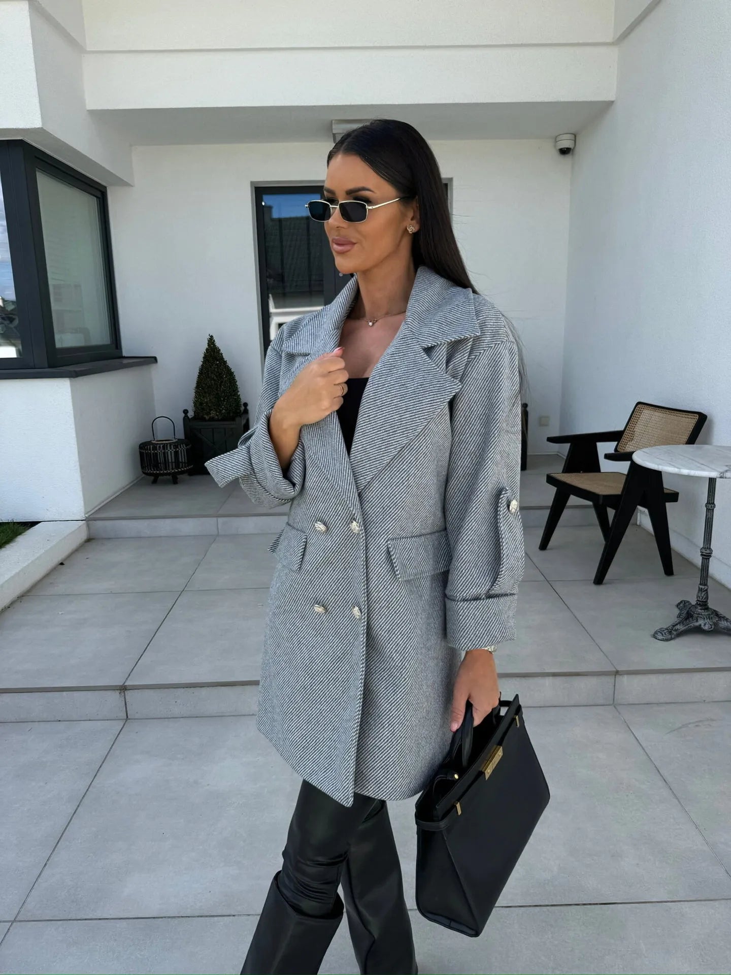 Noa | Dames Oversized Blazerjas | Stijlvolle Lange Blazer Met Dubbele Knoopsluiting