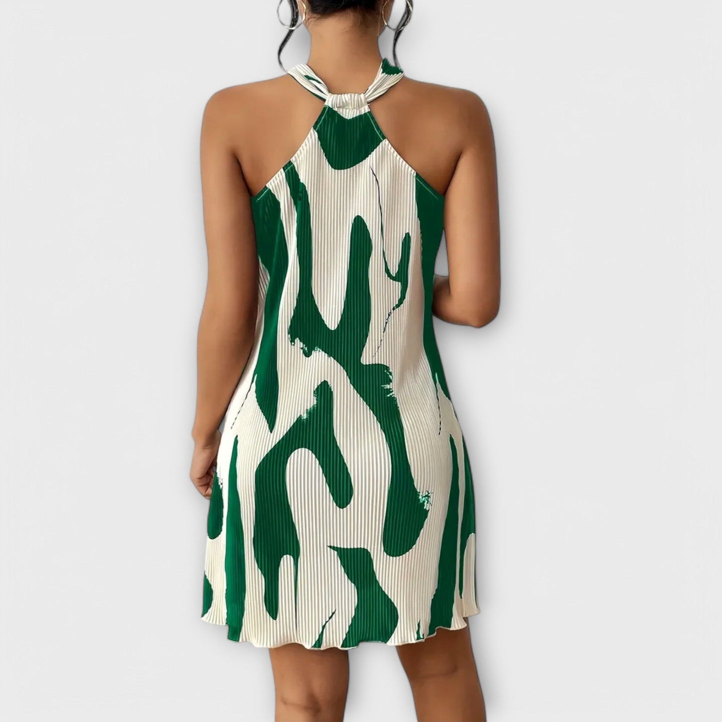 AYA | Dames Halterjurk met Elegante Print en A-lijn Pasvorm