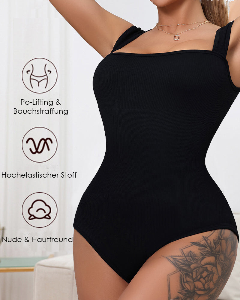 Lara | Strakke Bodysuit Dames | Geribd, Vierkante Hals & Modieus