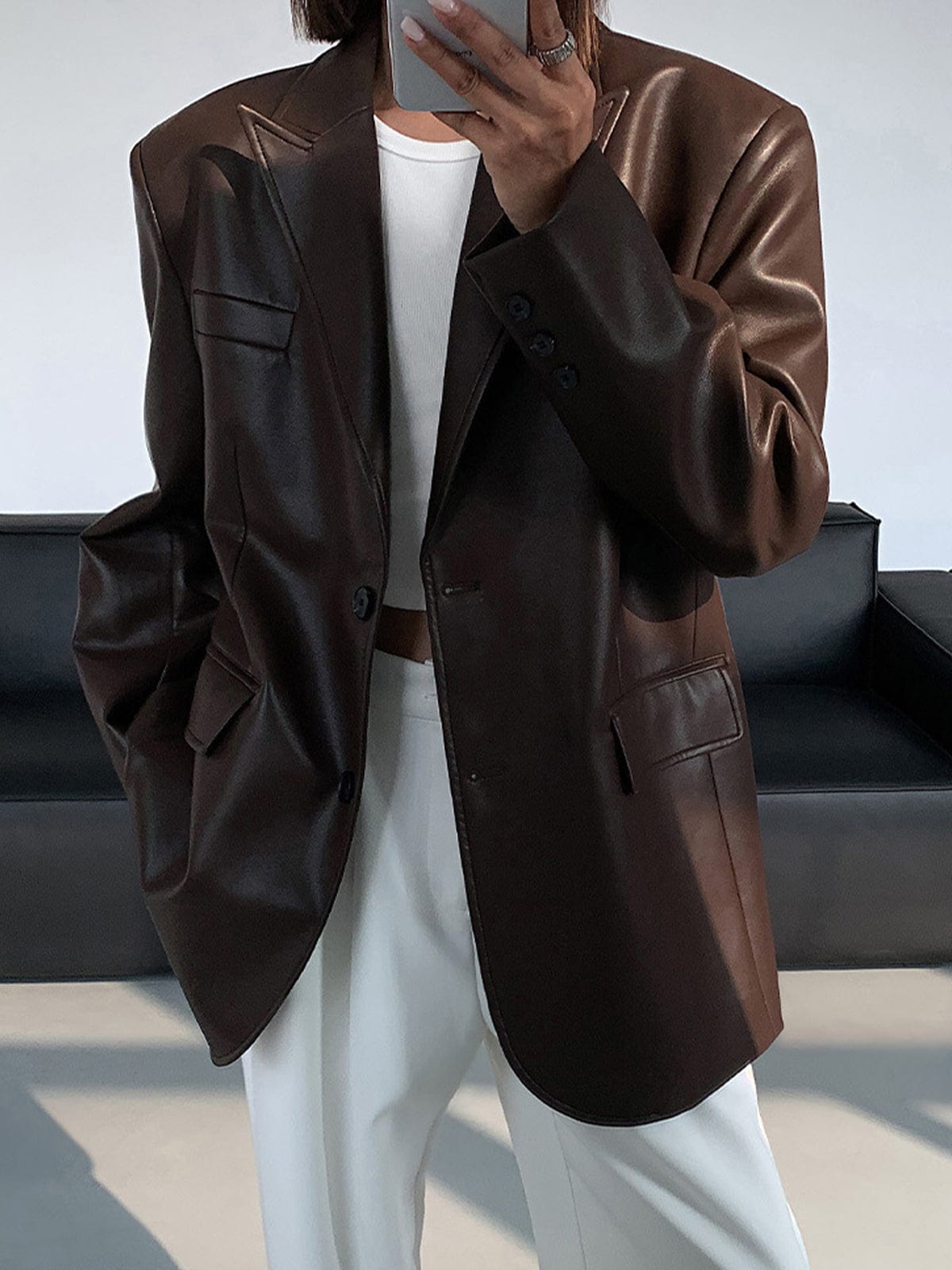 Isabeau | Blazer Dames Leer | Oversized, Modieus & Perfect voor Elke Gelegenheid
