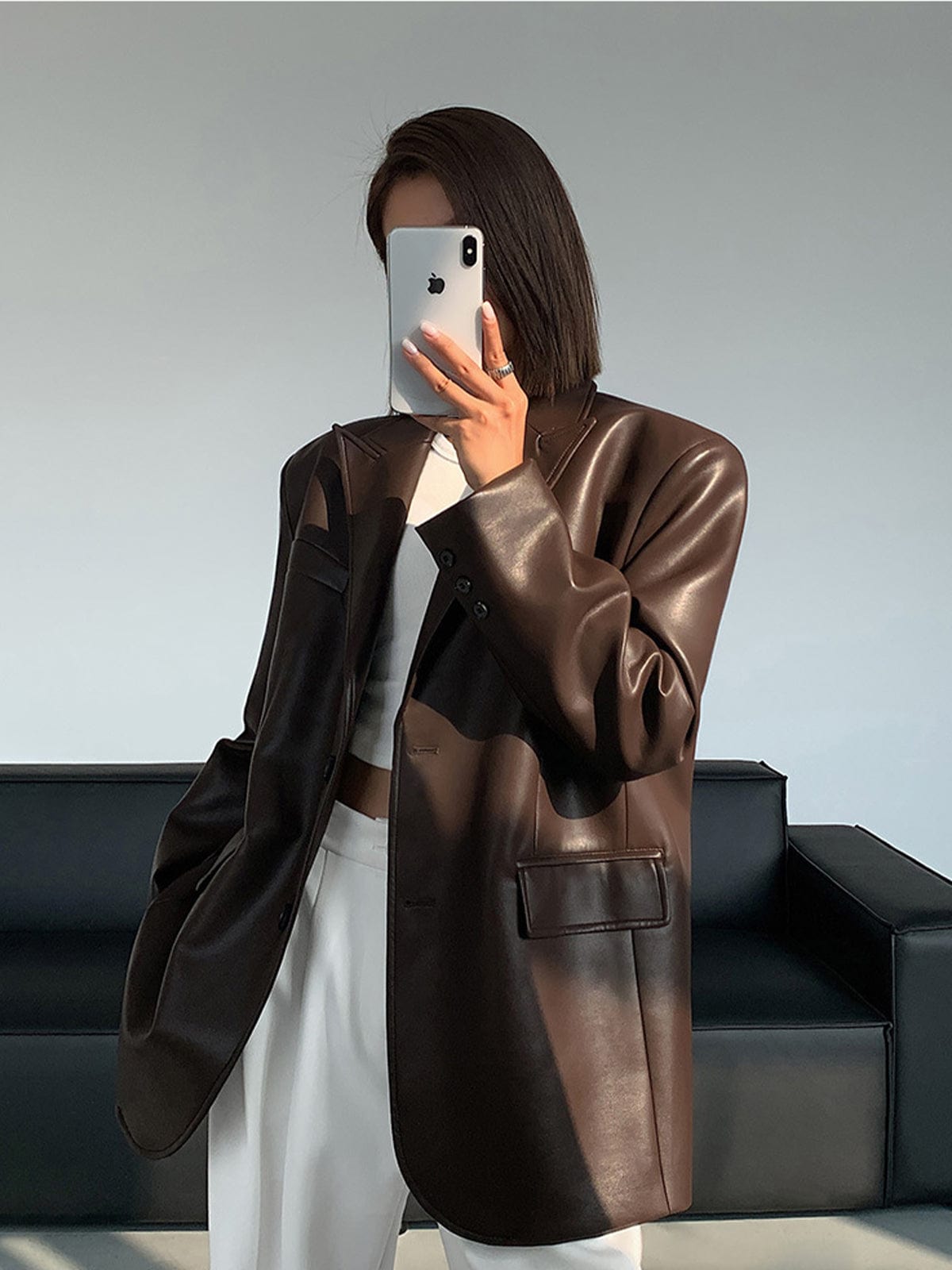 Isabeau | Blazer Dames Leer | Oversized, Modieus & Perfect voor Elke Gelegenheid