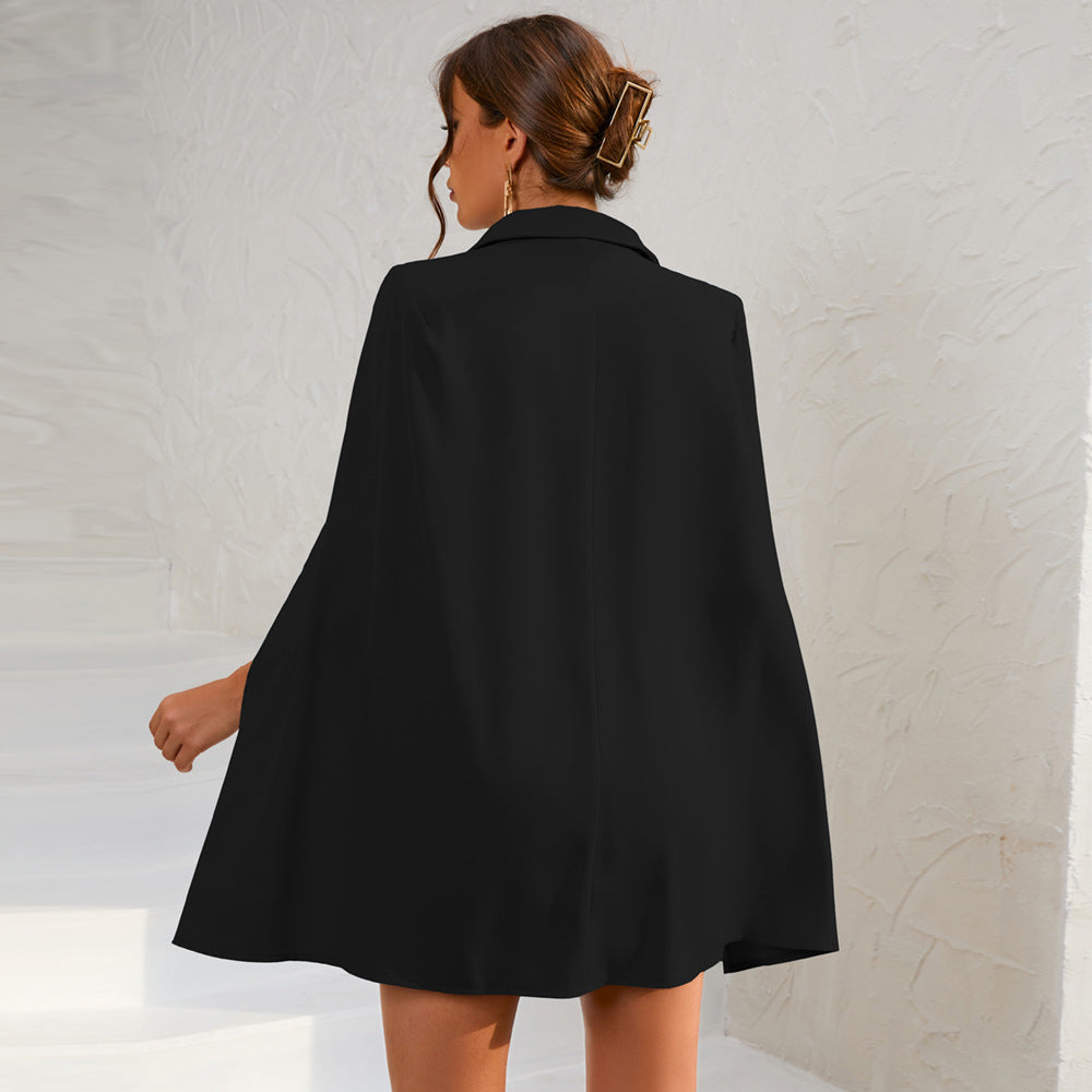 Valencia | Blazer Mini Jurk Dames | Cape Mouwen & Gouden Knopen | Chique Feestlook
