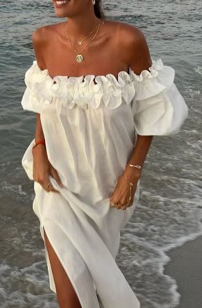 NOLANI | Comfortabele Off-the-Shoulder Midi Jurk