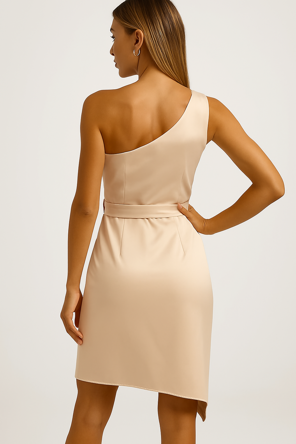 Amélie | One Shoulder Dames zomerjurk Met Tailleband