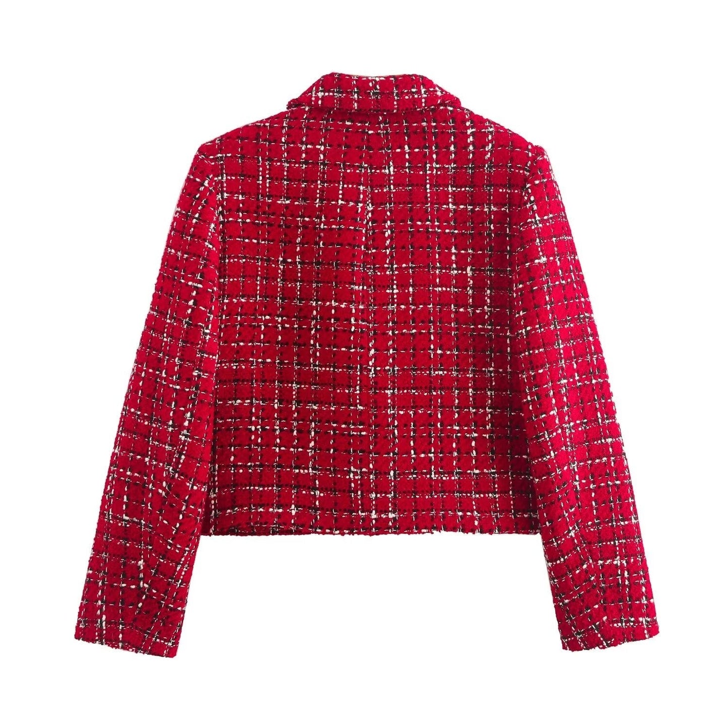 Amélie | Rood Geruite Tailored Blazer