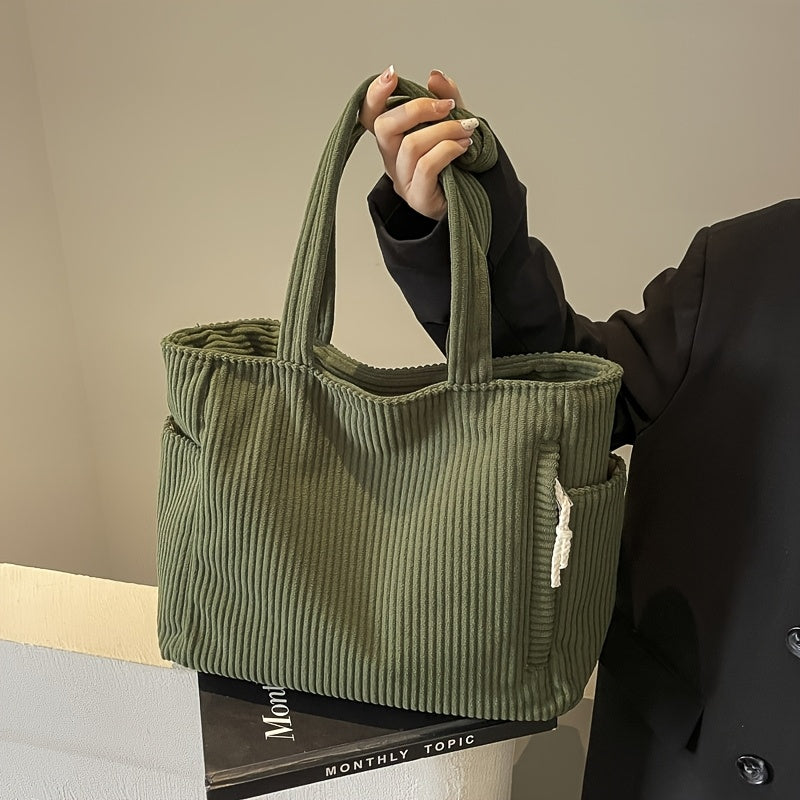Emma Tote bag | Dames geribde tas met koorddetail en ruime opbergruimte