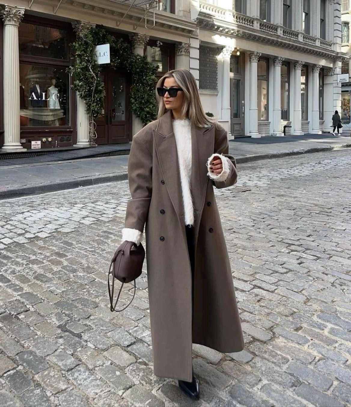 Celine | Oversized Jas Dames | Lange Mantel Met Reverskraag & Dubbele Knopen