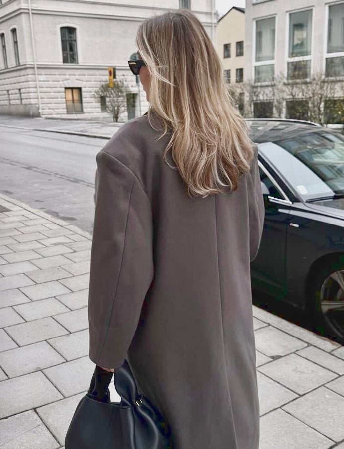 Celine | Oversized Jas Dames | Lange Mantel Met Reverskraag & Dubbele Knopen