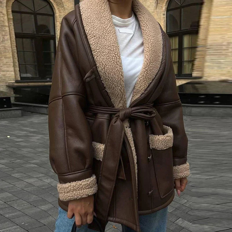 Dames Getailleerde Winterjas met Riem | Stijlvol, Warm & Elegant