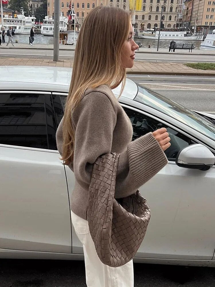 Gebreide Cardigan Dames – Vest met Knoopsluiting en Elegante V-Hals
