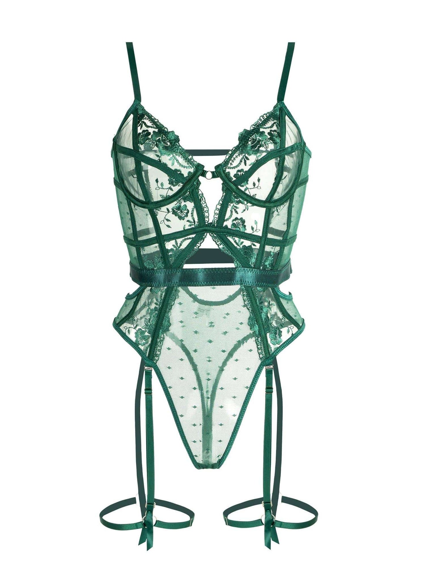 Varleina | Groene Kanten Lingerieset Dames | Luxe & Verleidelijk met Borduurdetails