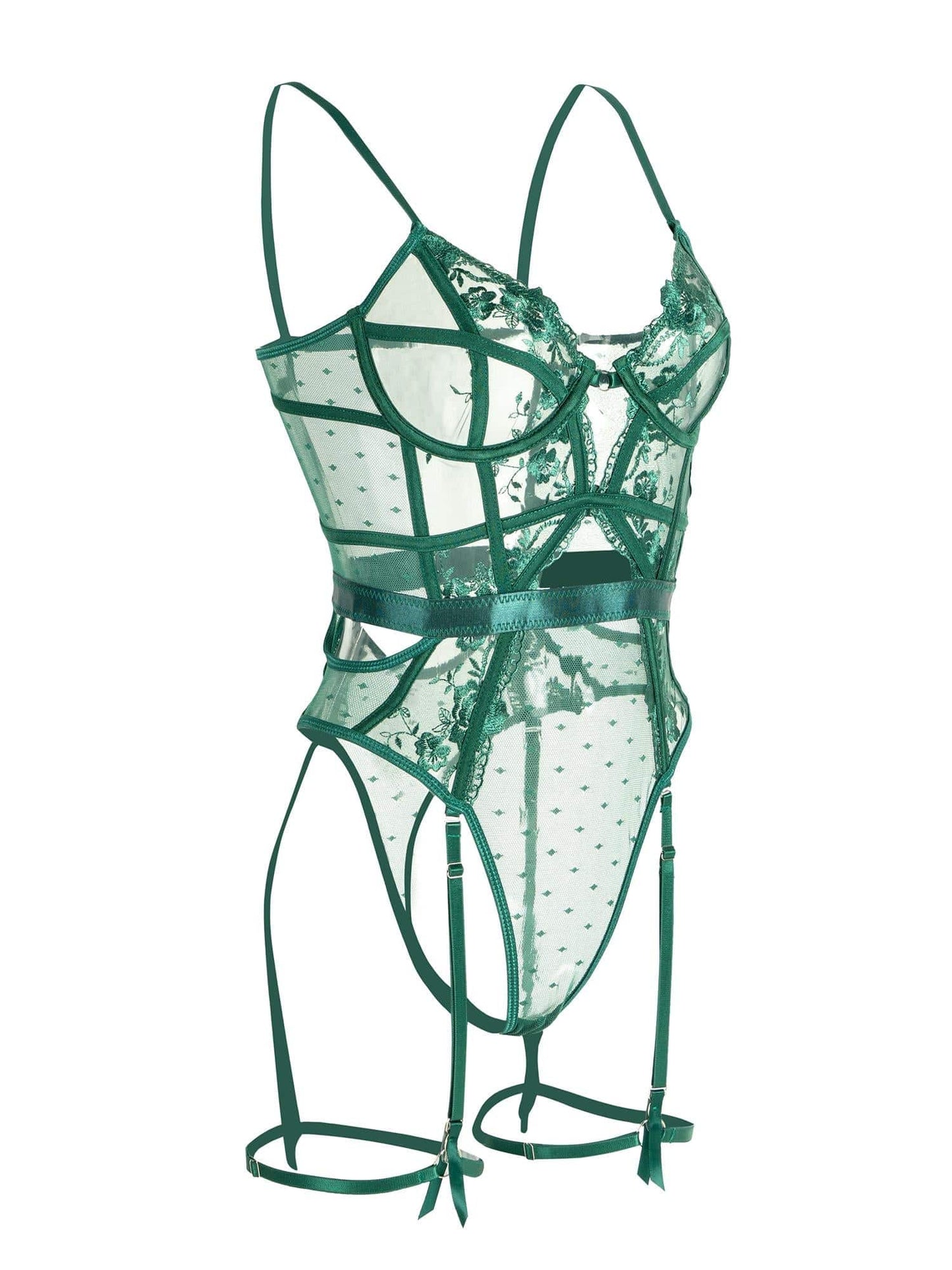 Varleina | Groene Kanten Lingerieset Dames | Luxe & Verleidelijk met Borduurdetails