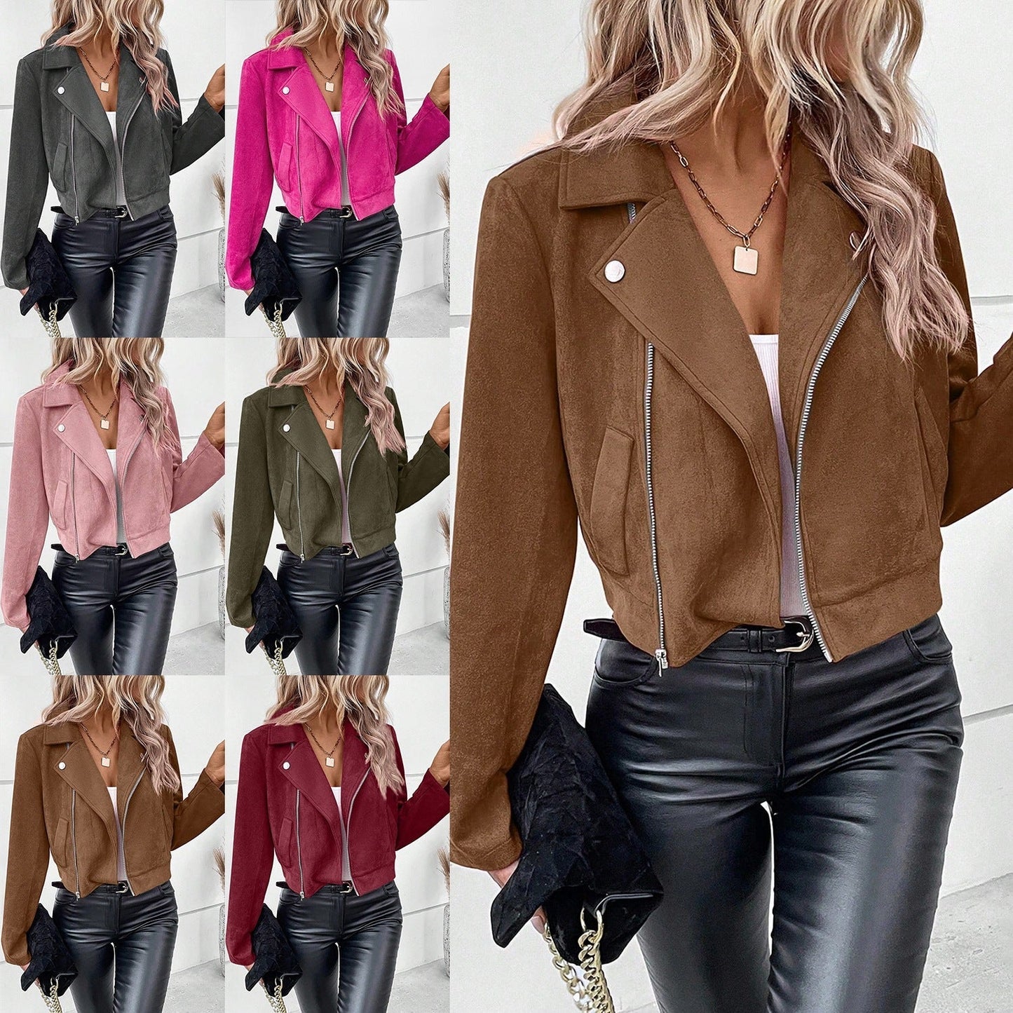 Lora | Kunstleren Biker Jas Dames | Trendy Moto Jacket Met Asymmetrische Rits