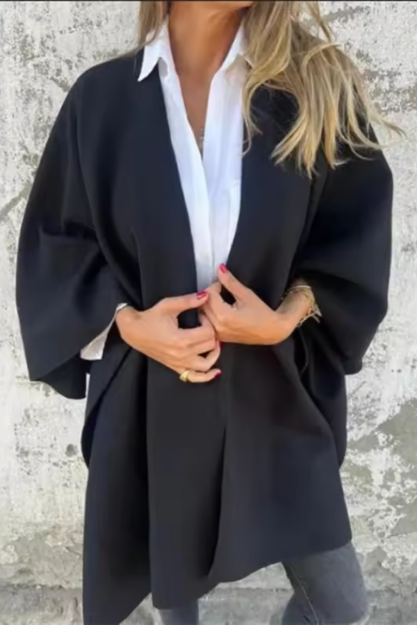 Lina | Dames Cape Jas – Elegante Open Tussenjas & Trendy Shawl Stijl