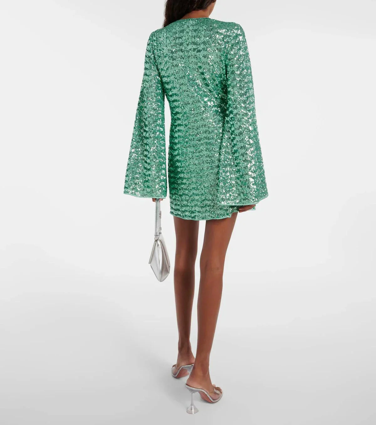 Babet | Mini Feestjurk Dames Glitter | Trendy Party Dress Met V-hals