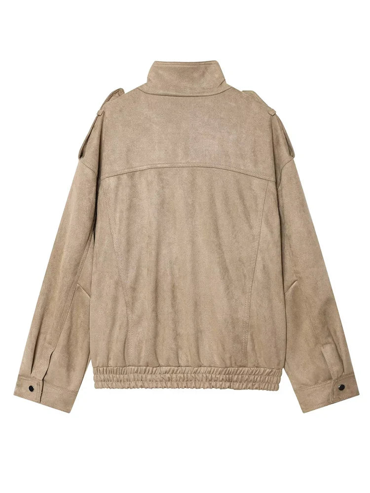 Floor | Herfst Bomberjack Dames | Stijlvolle Suede Look Jas Voor Elke Dag
