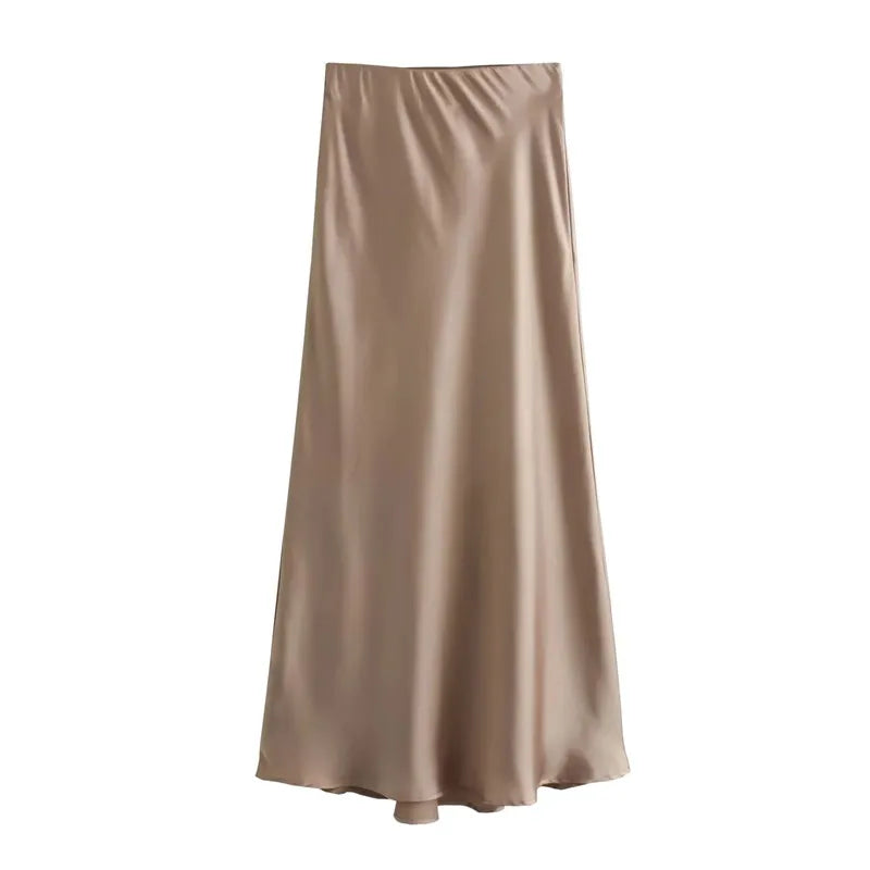 Satijnen Lange Rok Dames | Hoge Taille Rok met Elegante Glanzende Look