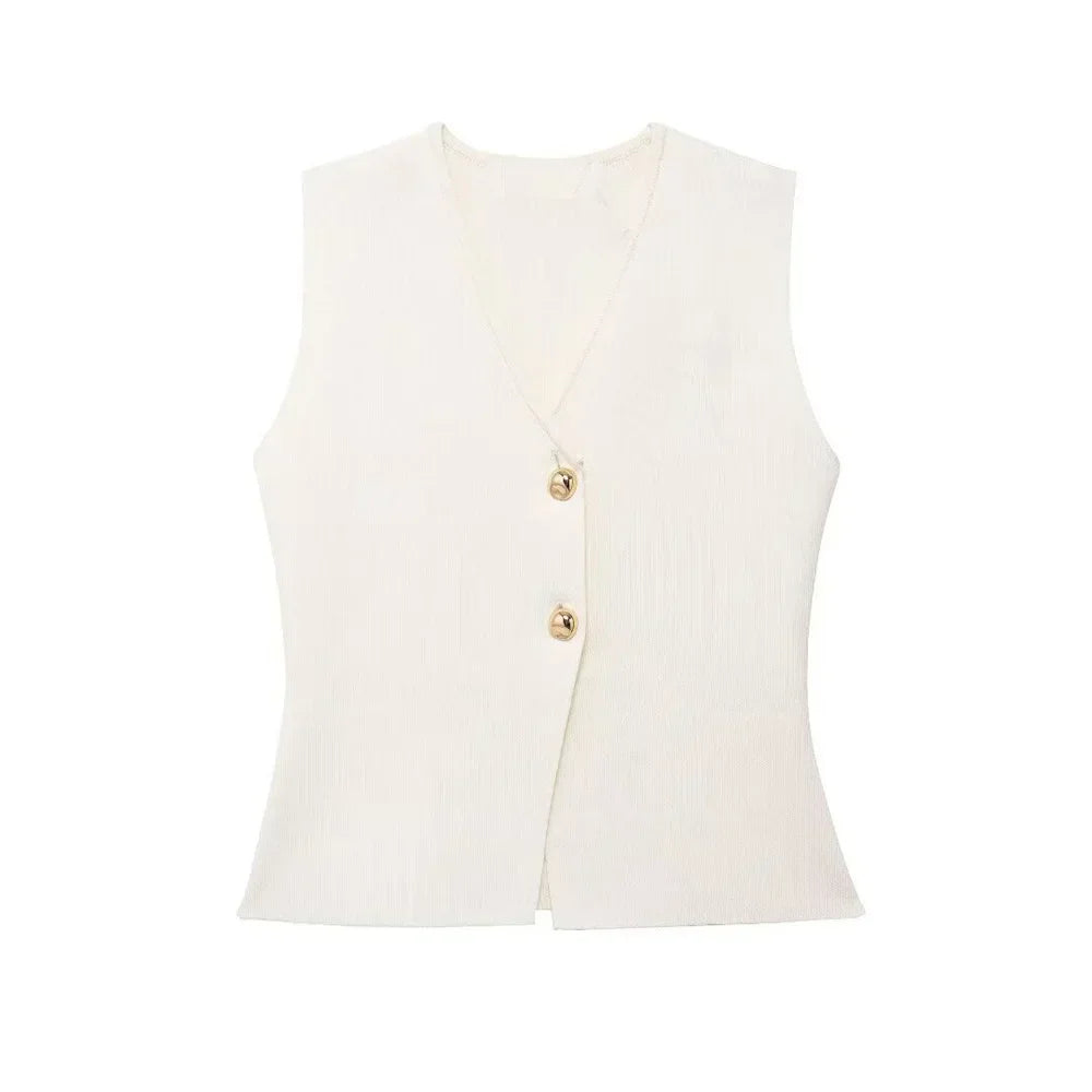 ALINA | Gilet zomer Top gouden knoop