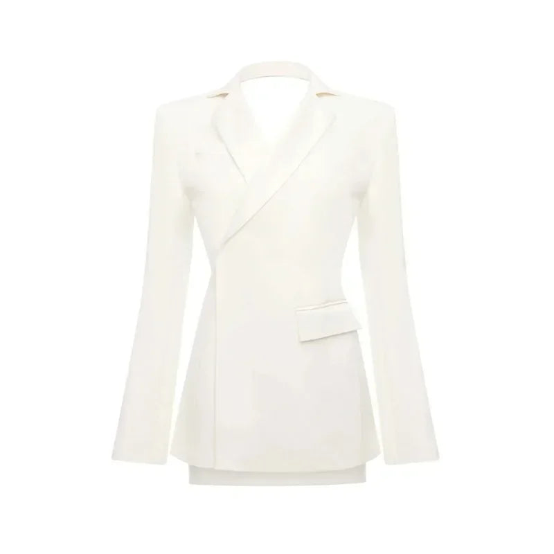 Witte Blazer Dames | Blazer met Open Rug en Getailleerde Pasvorm