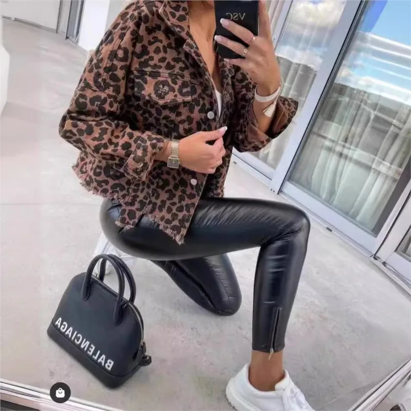 LIV | Denimjack met Luipaardprint