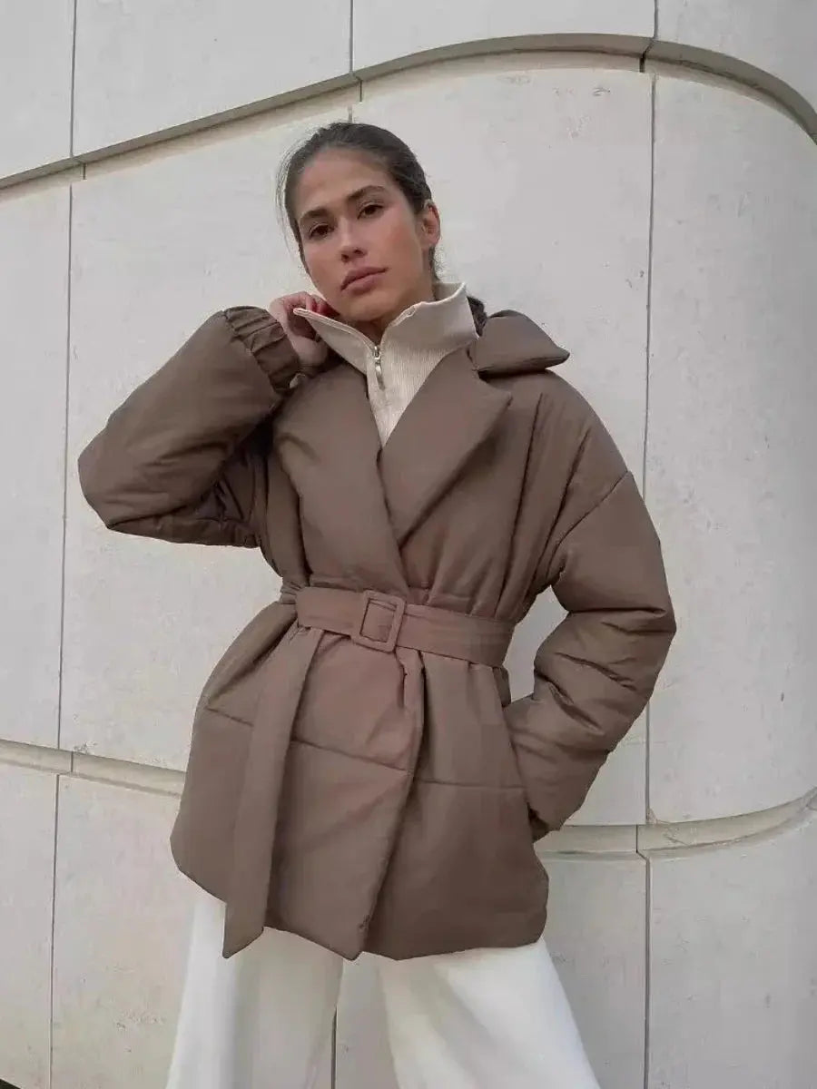 Aurellie | Puffer Jas Dames Met Ceintuur | Warme & Trendy Gewatteerde Winterjas